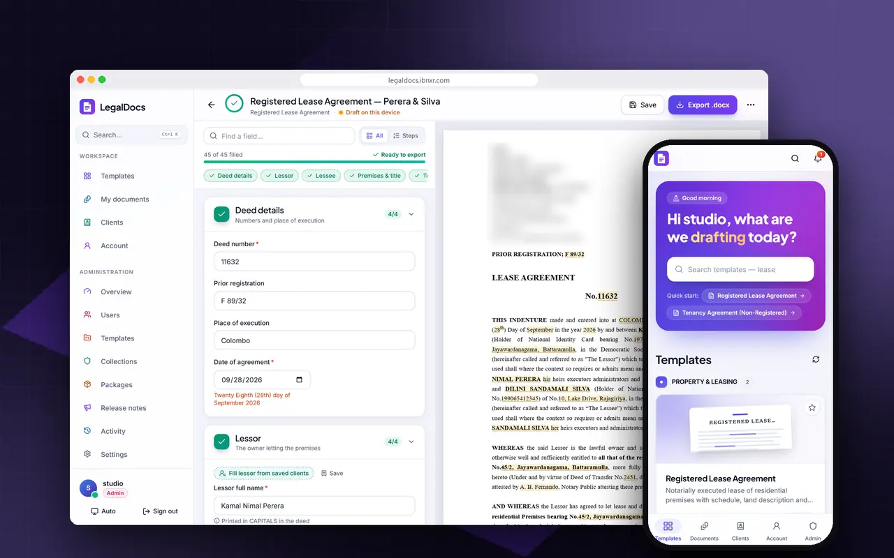 LegalDocs — Smart Legal Document Builder — hero