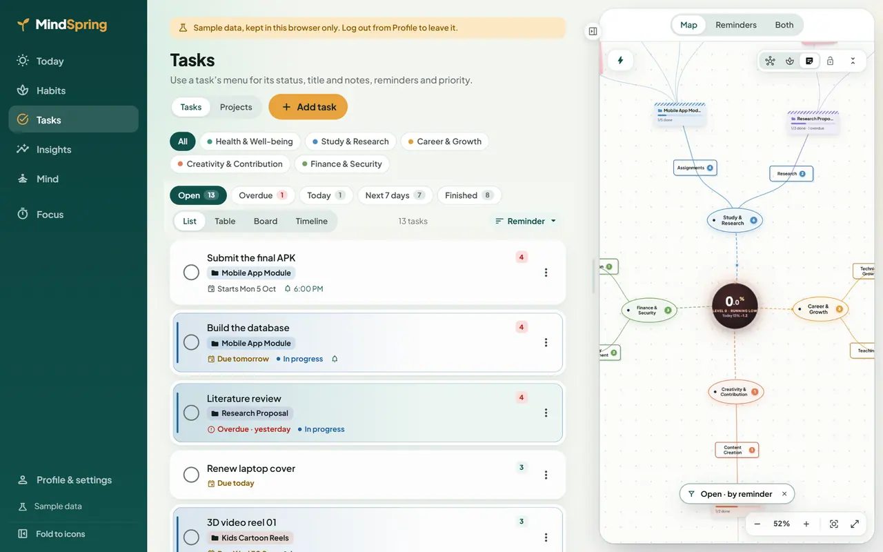 MindSpring — Personal Growth App for Android & Web — detail 1
